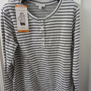Vintage America Black and White Striped Top